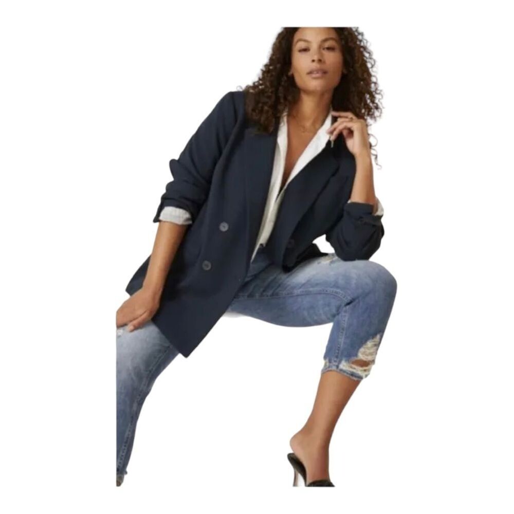 Anthropologie Maeve Double Breasted Blazer Jacket Black Size 12 NEW